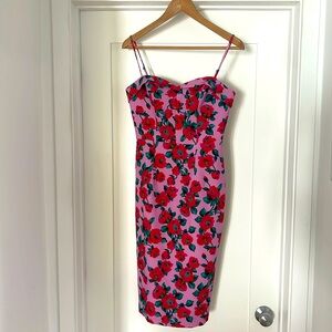 Black Halo Floral Print Midi Length Dress w/ Tags